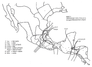 Distribución de calcos mesoamericanos, mapa de Thomas C. Smith Stark (1994)